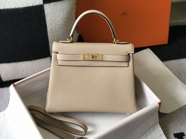 Hermes original togo leather kelly 25 bag K25 grey trench