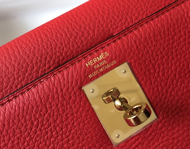 Hermes original togo leather kelly 25 bag K25 rouge casaque