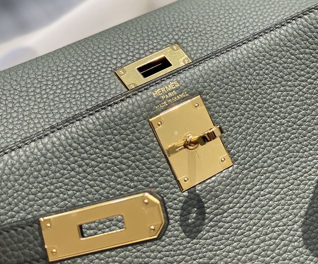 Hermes original togo leather kelly 28 bag K28 vert amande
