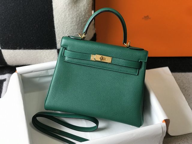 Hermes original togo leather kelly 28 bag K28 vert vertigo