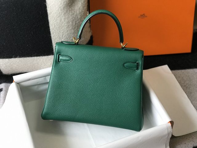 Hermes original togo leather kelly 28 bag K28 vert vertigo