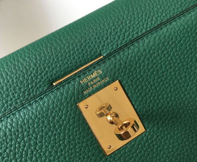 Hermes original togo leather kelly 28 bag K28 vert vertigo