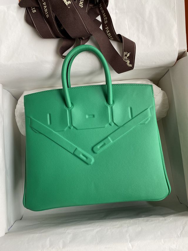 Hermes handmade original calfskin shadow birkin bag BK0037 menthe 
