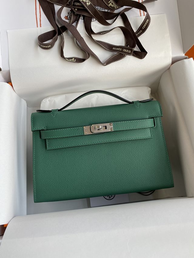 Hermes original epsom leather mini kelly 22 clutch K012 malachite