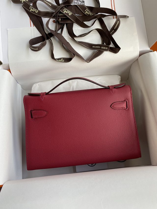 Hermes original epsom leather mini kelly 22 clutch K012 ruby 