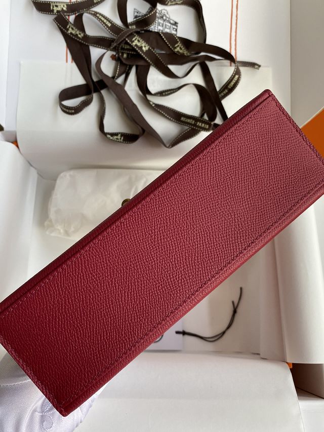 Hermes original epsom leather mini kelly 22 clutch K012 ruby 