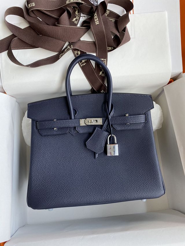 Hermes original togo leather birkin 30 bag H30-1 blue nuit
