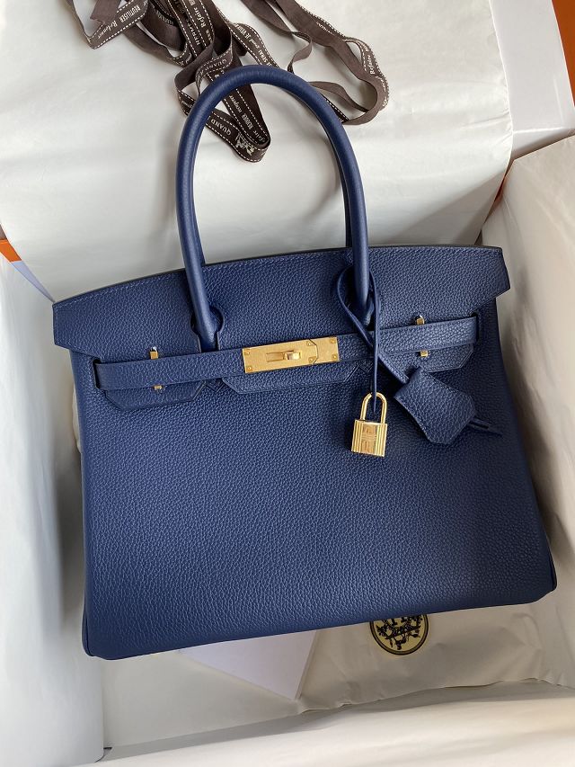 Hermes original togo leather birkin 30 bag H30-1 blue sapphire