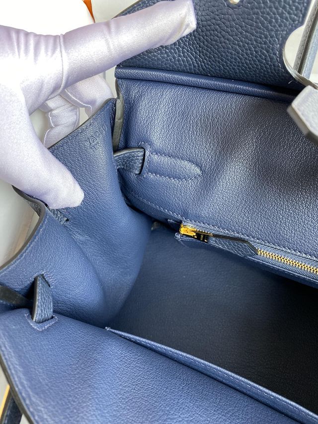 Hermes original togo leather birkin 25 bag H25-1 deep blue