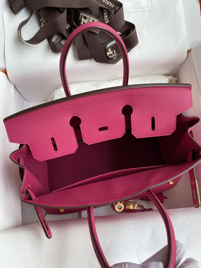 Hermes original togo leather birkin 30 bag H30-1 fuschia