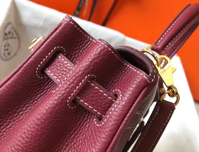 Hermes original togo leather kelly 25 bag K25 bordeaux
