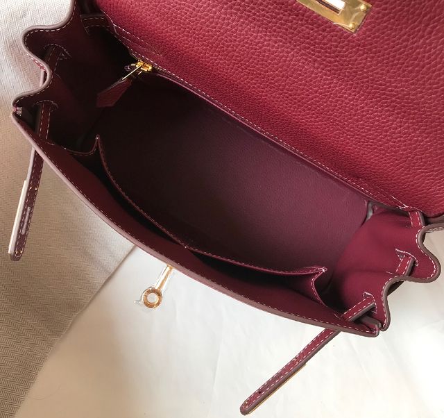 Hermes original togo leather kelly 25 bag K25 bordeaux