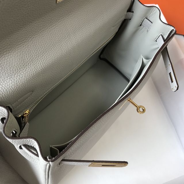 Hermes original togo leather kelly 25 bag K25 grey pearl
