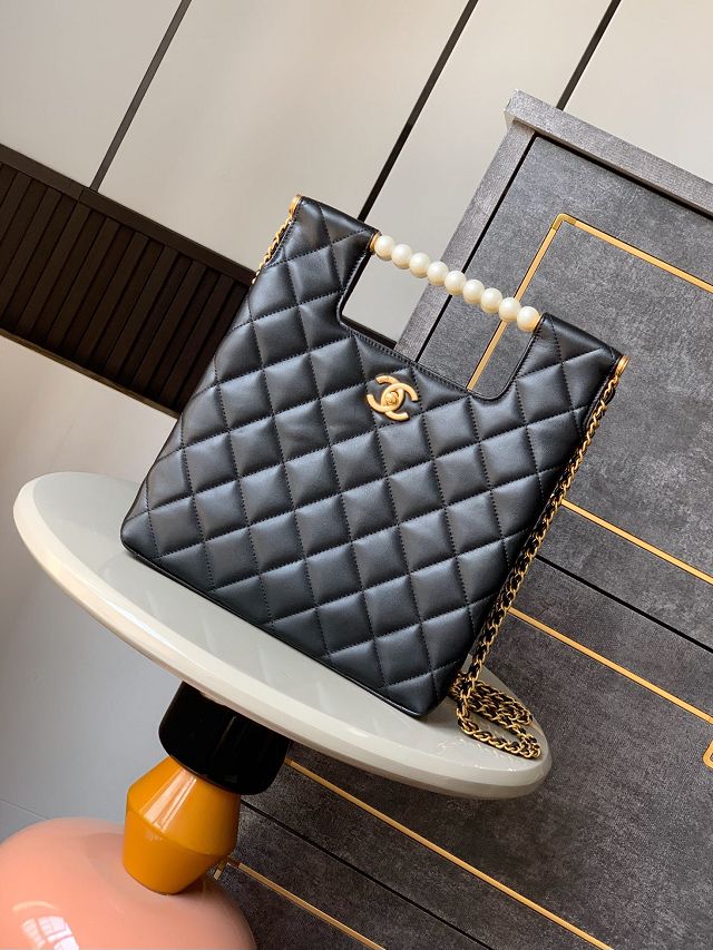 CC original lambskin small tote bag AS5412 black