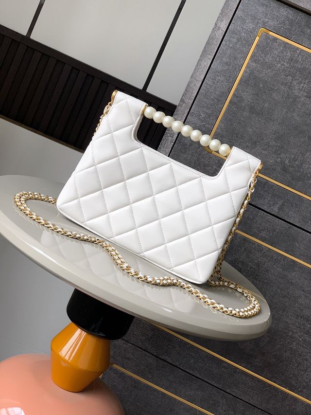 CC original lambskin small tote bag AS5413 white