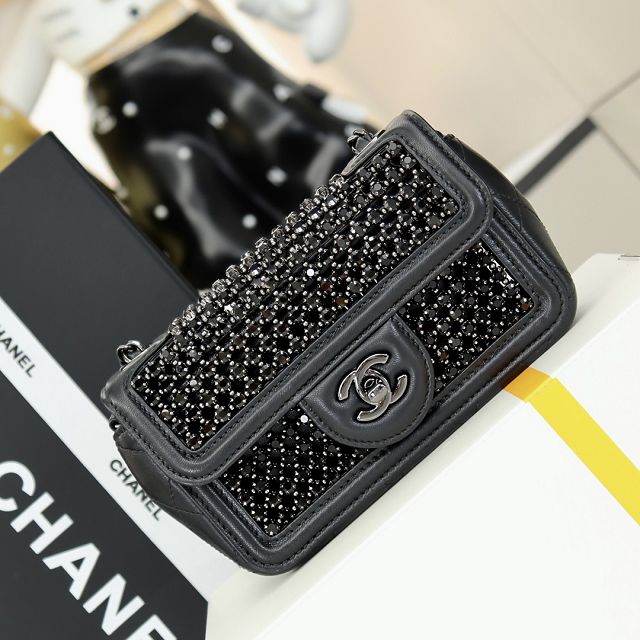 CC original crystal mini flap bag AS4961 allblack
