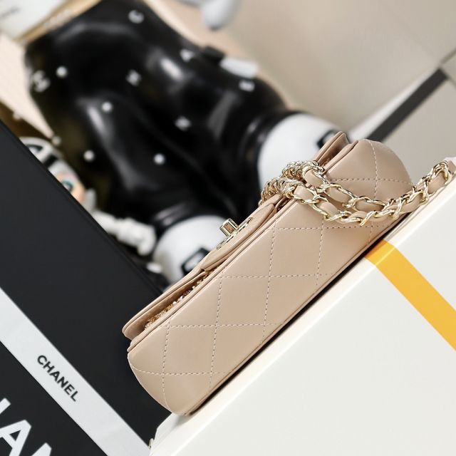 CC original crystal mini flap bag AS4961 apricot