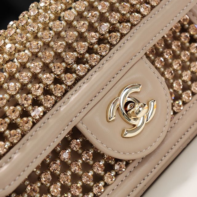 CC original crystal mini flap bag AS4961 apricot