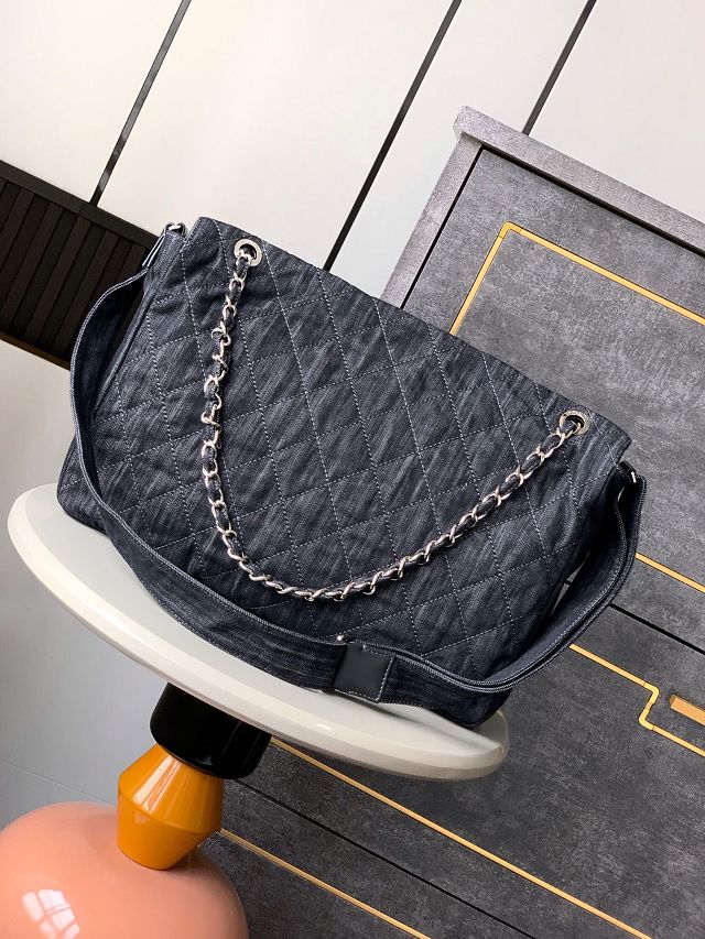 CC original denim maxi flap bag AS3323 black