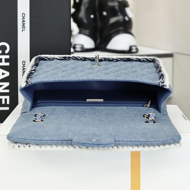 CC original denim medium flap bag A01112 blue