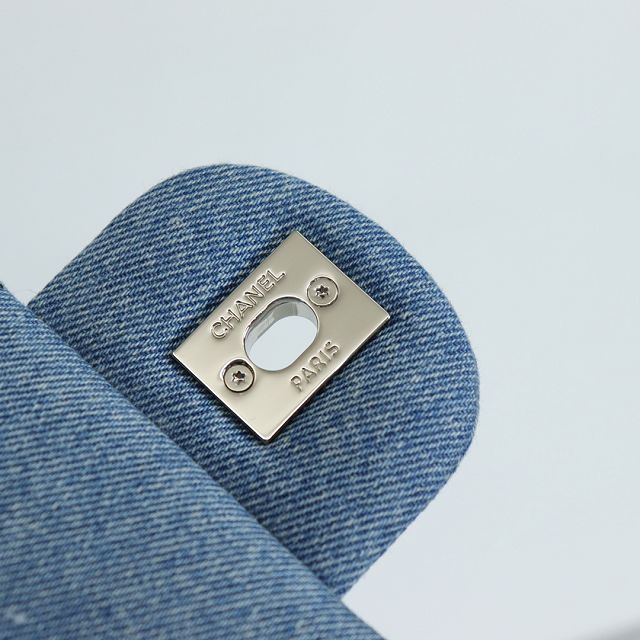 CC original denim medium flap bag A01112 blue