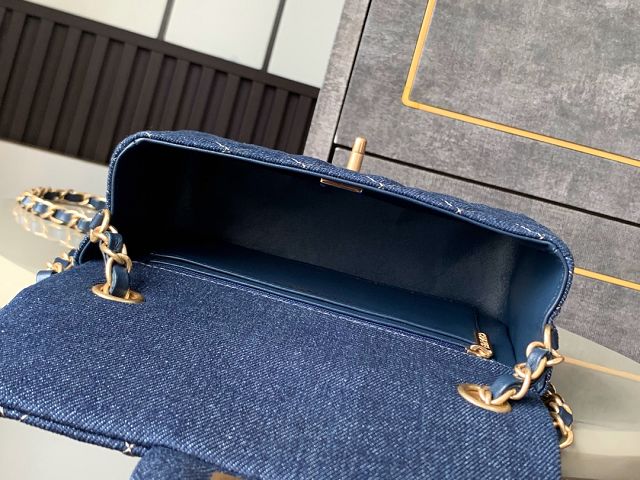 CC original denim mini flap bag A69900 dark blue