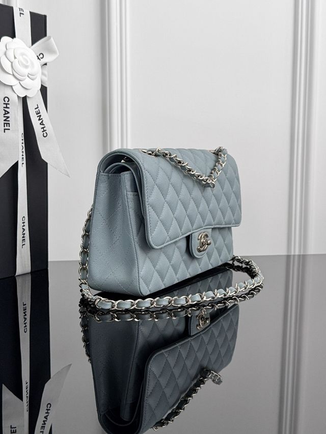 CC original grained calfskin medium flap bag A01112 light blue
