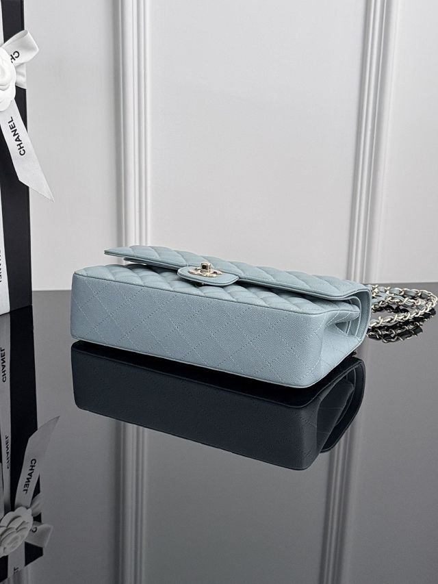CC original grained calfskin medium flap bag A01112 light blue