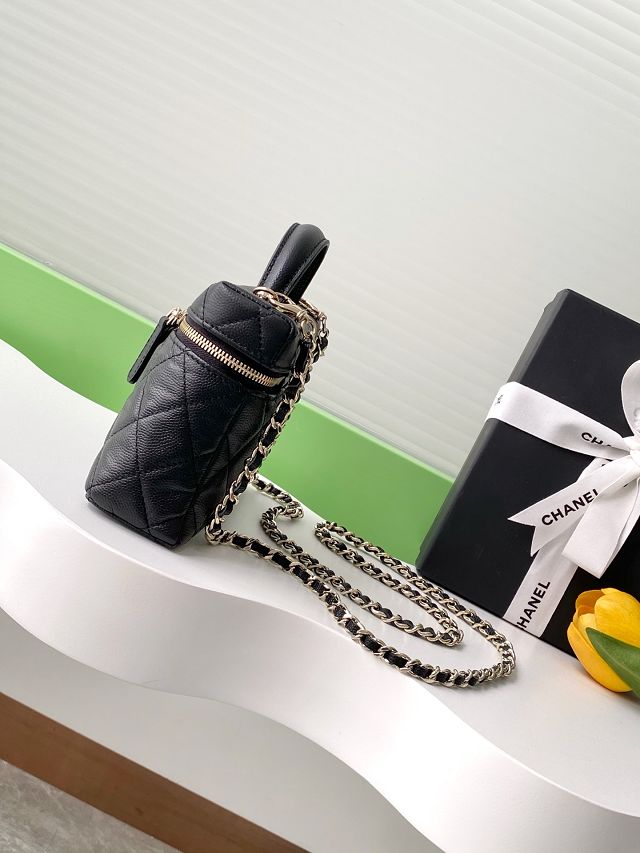 CC original grained calfskin vanity with chain AP4385 black