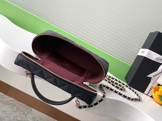 CC original grained calfskin vanity with chain AP4385 black