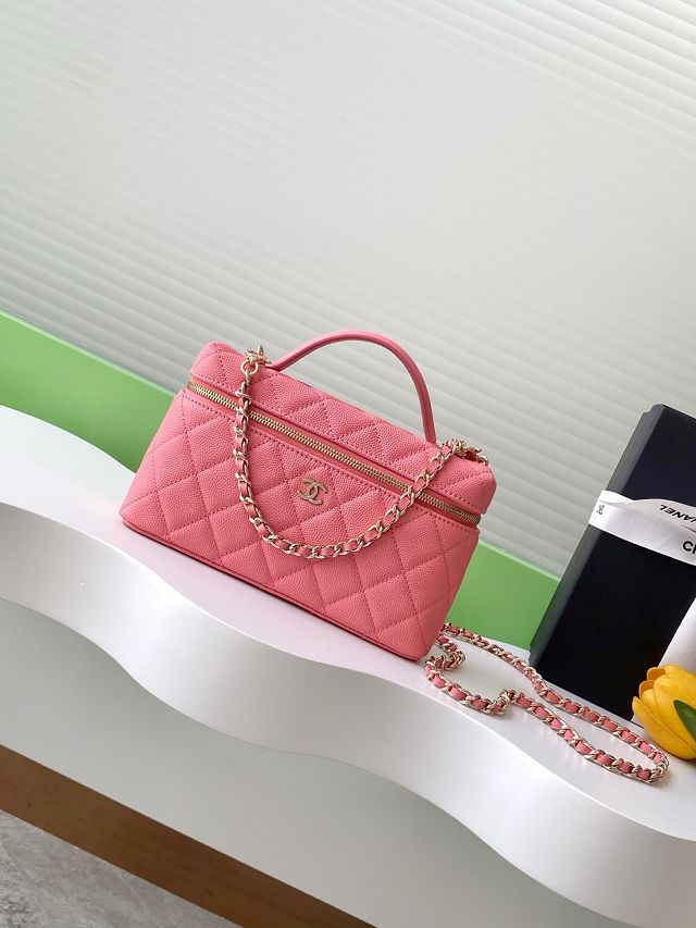 CC original grained calfskin vanity with chain AP4385 hot pink