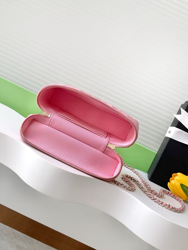 CC original grained calfskin vanity with chain AP4385 pink