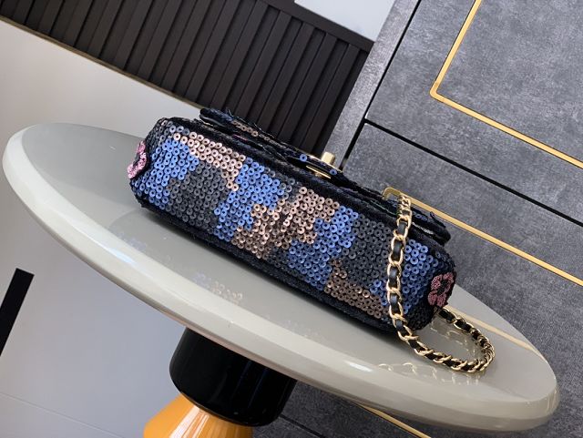 CC original sequins mini flap bag A69900 black