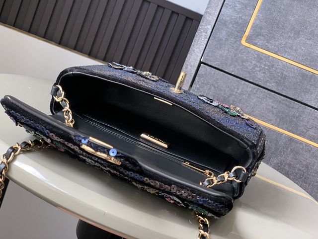CC original sequins mini flap bag A69900 black