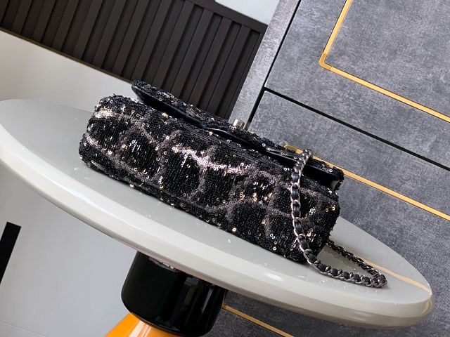 CC original sequins mini flap bag A69900 black
