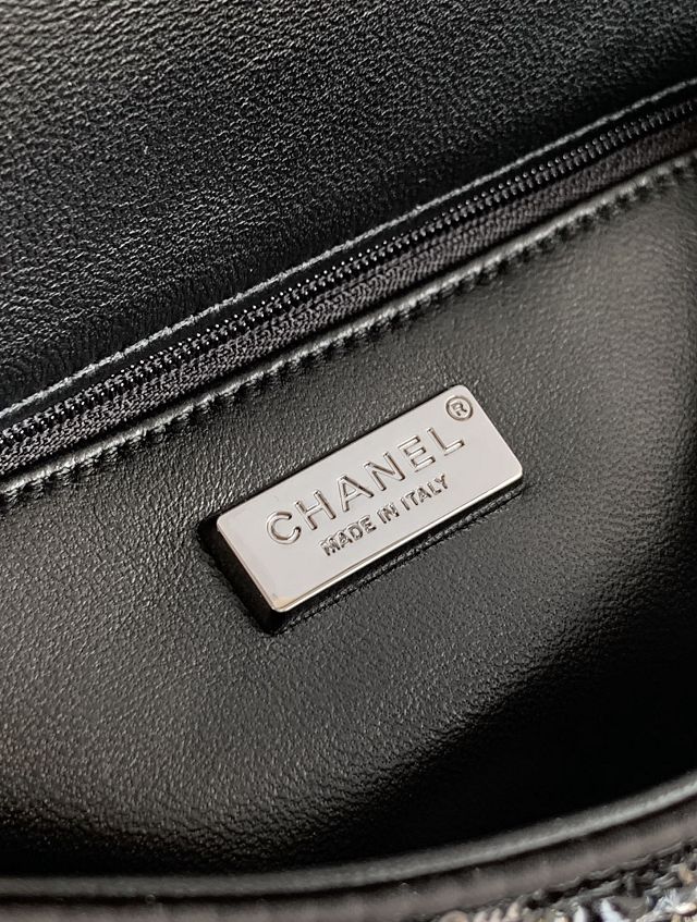 CC original sequins mini flap bag A69900 black