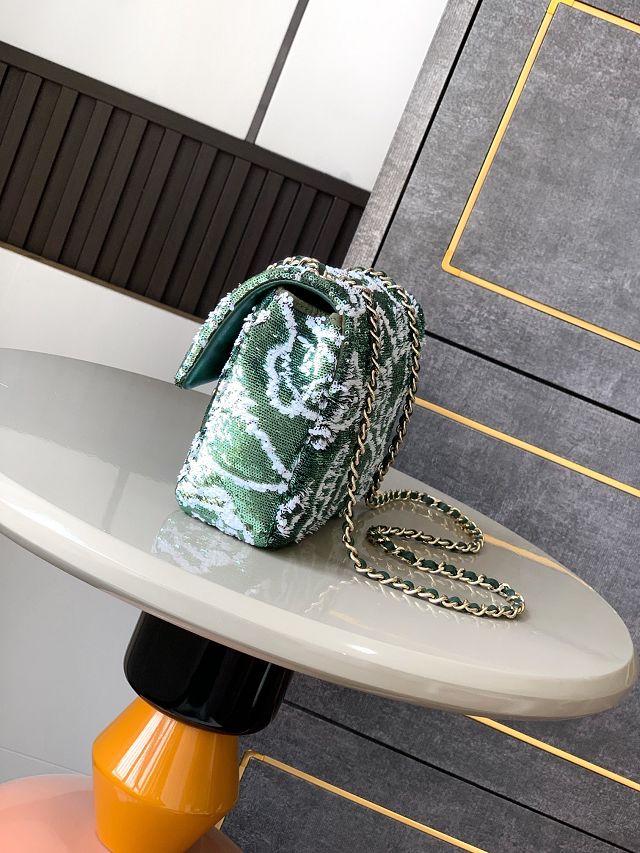 CC original sequins mini flap bag A69900 green