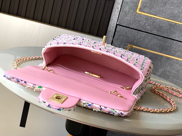 CC original sequins mini flap bag A69900 pink