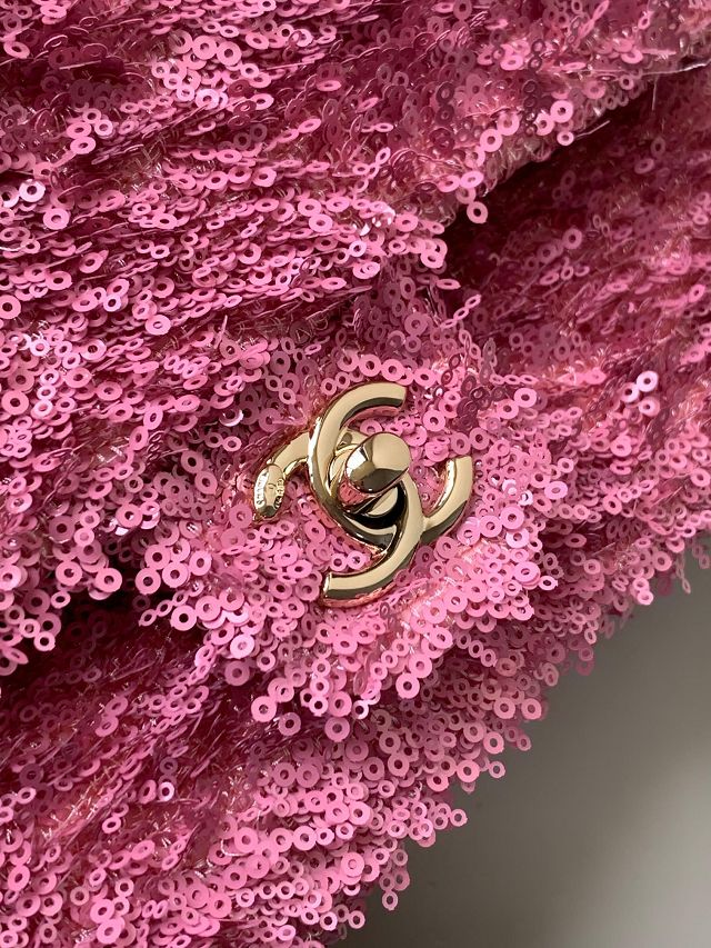 CC original sequins mini flap bag A69900 pink