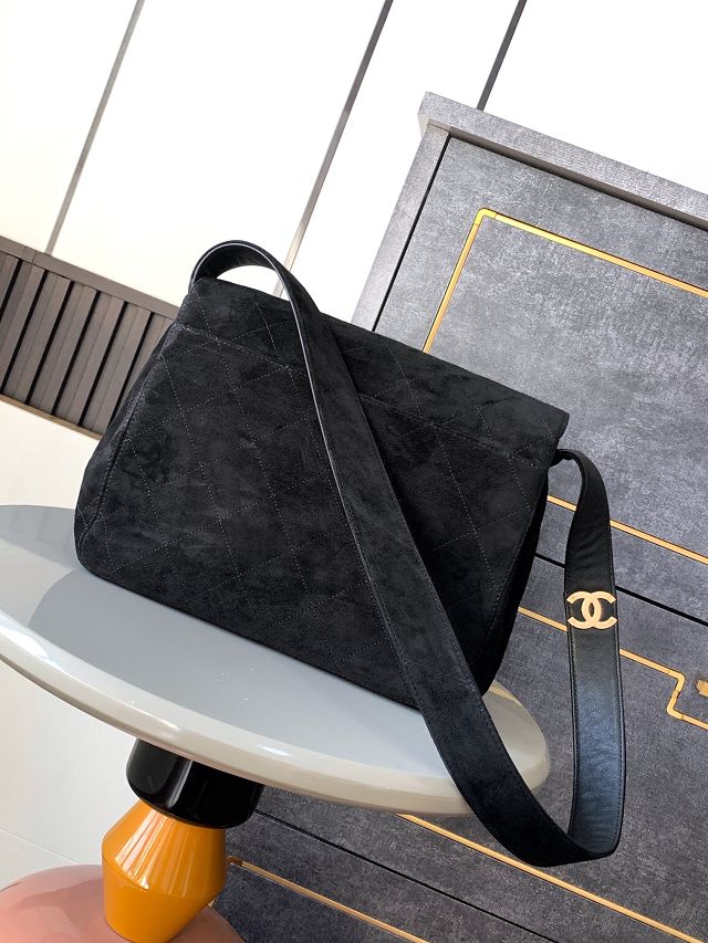 CC original suede large flap bag A99935 black