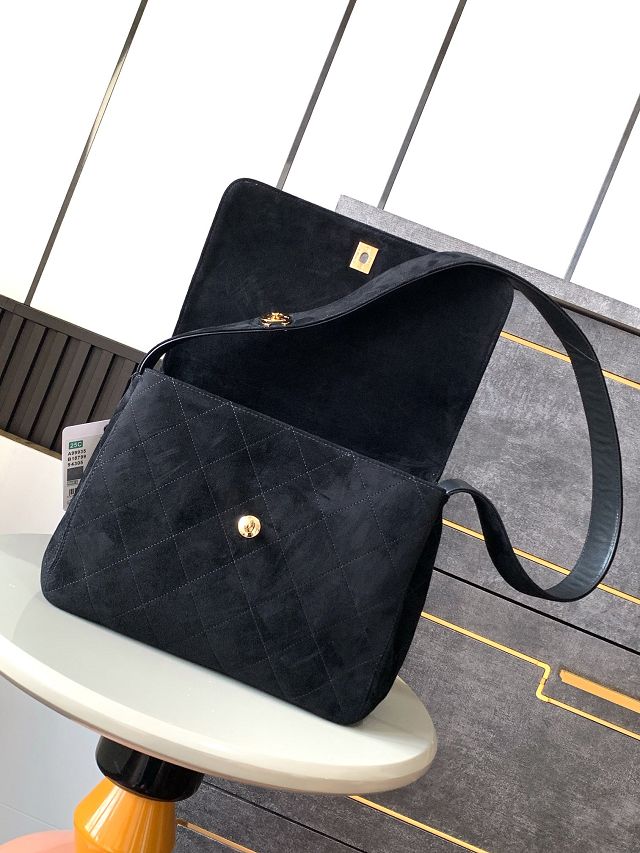 CC original suede large flap bag A99935 black