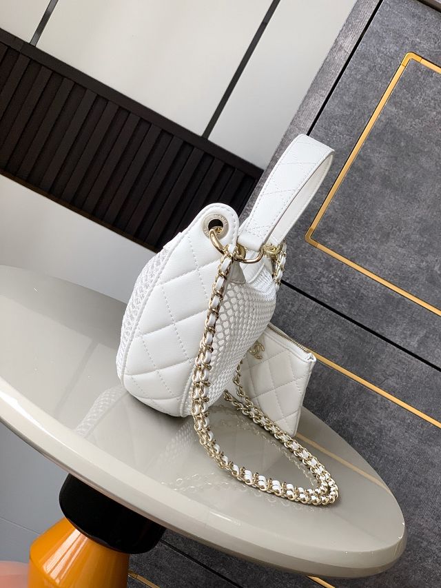 CC original mesh clutch with chain AP4515 white