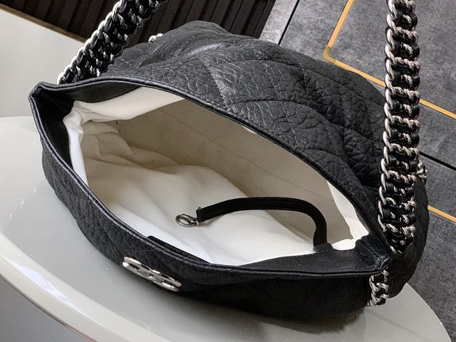 CC original aged calfskin large flap bag AS3566 black