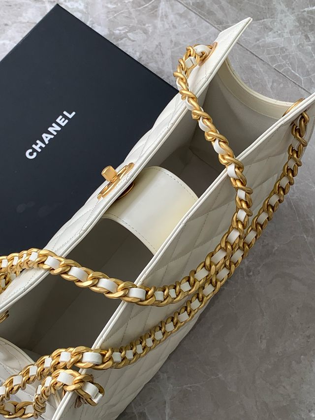 CC original calfskin shopping tote bag AS5303 white