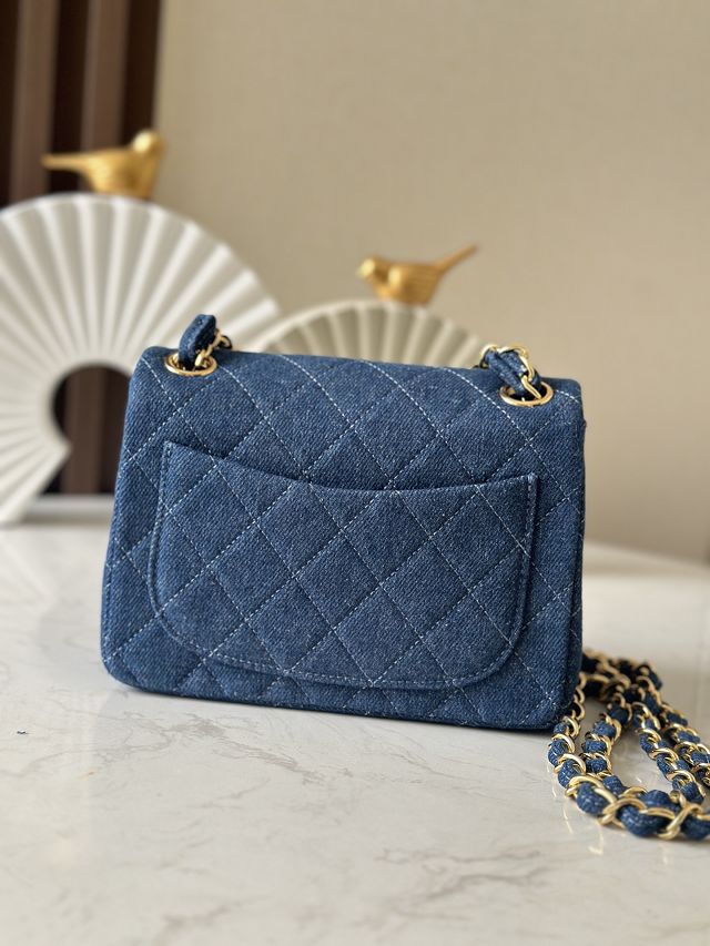 CC original denim mini flap bag AS3349 blue