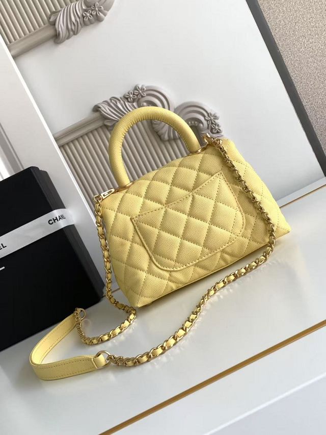 CC original grained calfskin mini coco handle bag AS2215 yellow