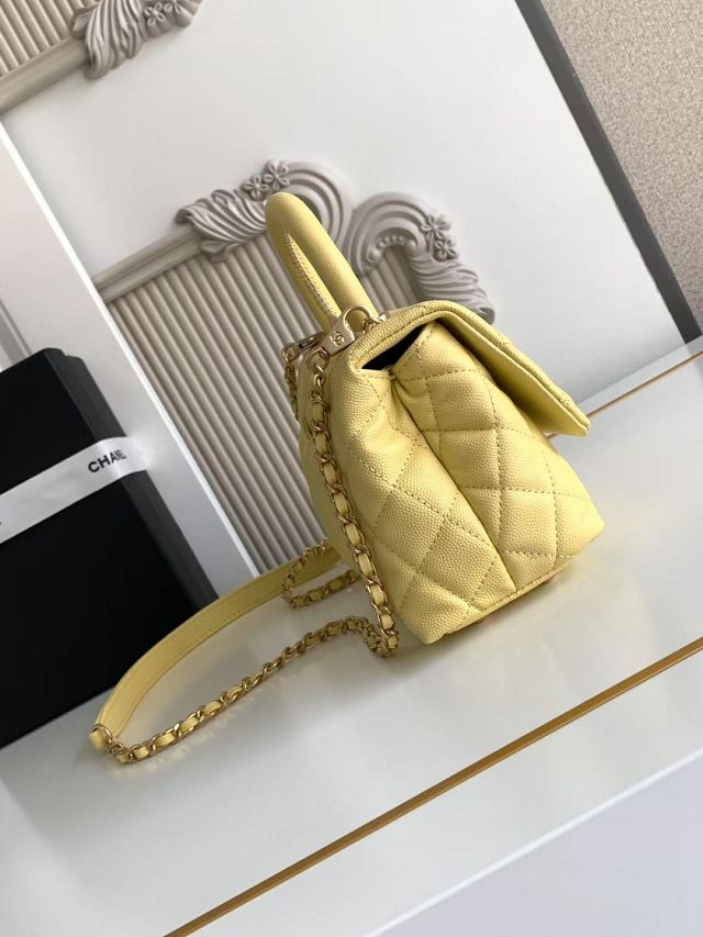 CC original grained calfskin mini coco handle bag AS2215 yellow