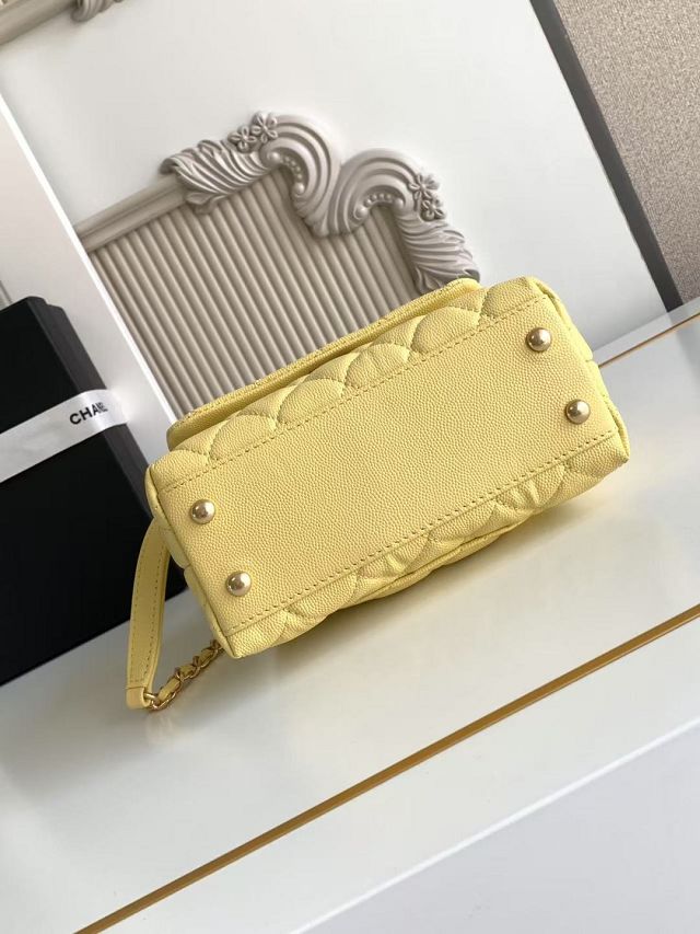 CC original grained calfskin mini coco handle bag AS2215 yellow