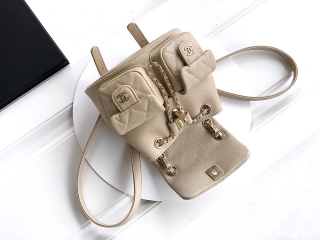 CC original grained calfskin small backpack AS3787 apricot