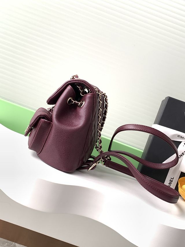 CC original grained calfskin small backpack AS3787 bordeaux